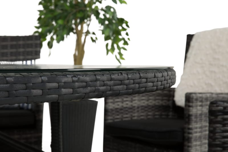 Thor Matgrupp Ø140 + 6 Thor Fåtölj - Svart/Grå - Utemöbler - Utegrupp - Matgrupper utomhus