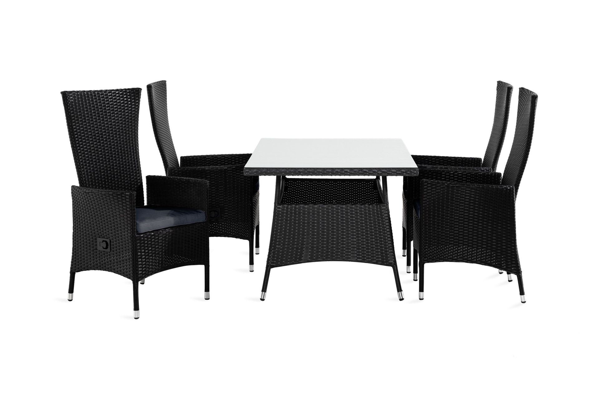 thor matgrupp utomhus 140 + 4 jenny ställbar fåtölj m dyna - svart/svart/grå