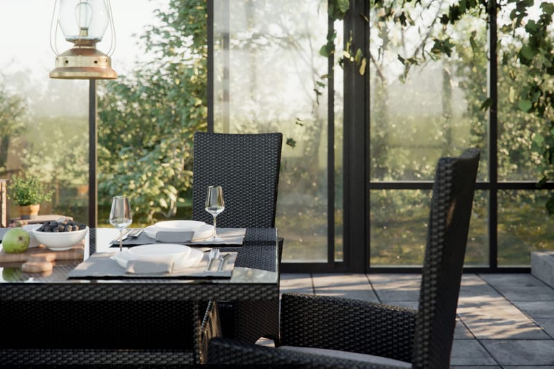 Thor Matgrupp Utomhus 140 + 4 Jenny Ställbar Fåtölj m Dyna - Svart/Svart/Svart - Utemöbler - Utegrupp - Matgrupper utomhus