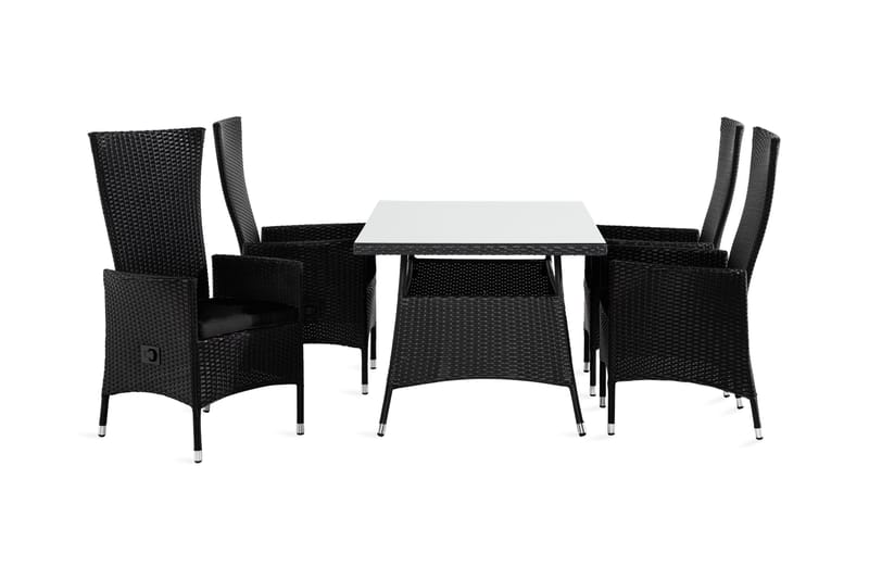 Thor Matgrupp Utomhus 140 + 4 Jenny Ställbar Fåtölj m Dyna - Svart/Svart/Svart - Utemöbler - Utegrupp - Matgrupper utomhus