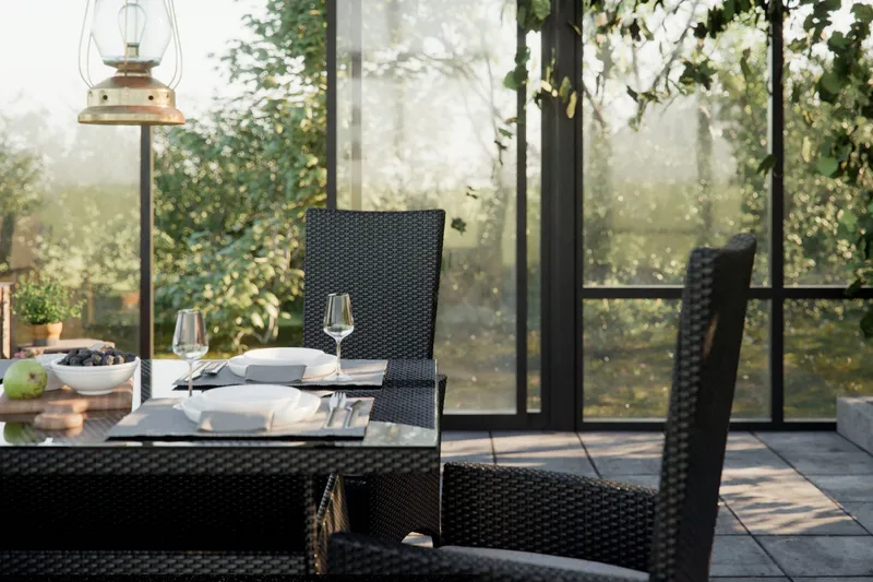 Thor Matgrupp Utomhus 140 + 4 Jenny Ställbar Fåtölj - Svart/Svart - Utemöbler - Utegrupp - Matgrupper utomhus