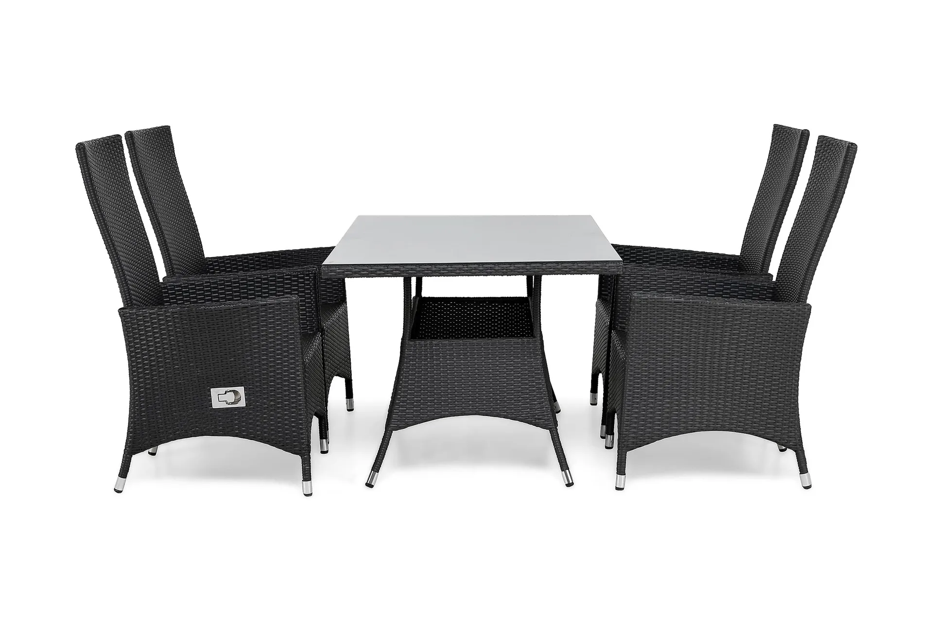 Thor Matgrupp Utomhus 140 + 4 Jenny St&auml;llbar F&aring;t&ouml;lj - Svart/Svart