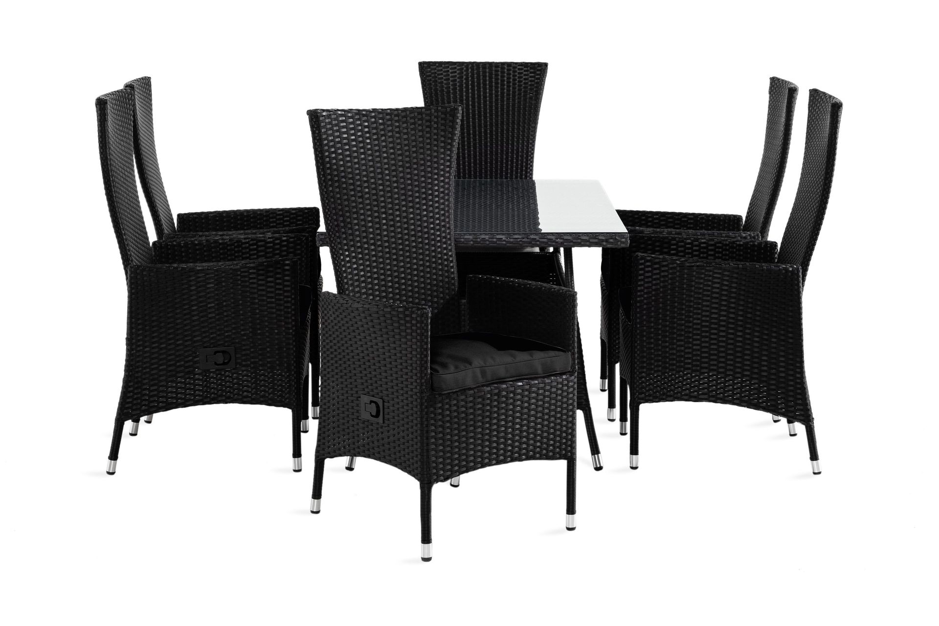 Thor Matgrupp Utomhus 140 + 6 Jenny St&auml;llbar F&aring;t&ouml;lj m Dyna - Svart/Svart/Svart