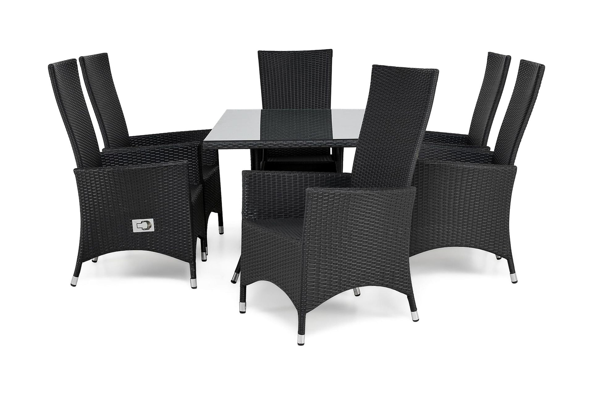 thor matgrupp utomhus 140 + 6 jenny ställbar fåtölj - svart/svart