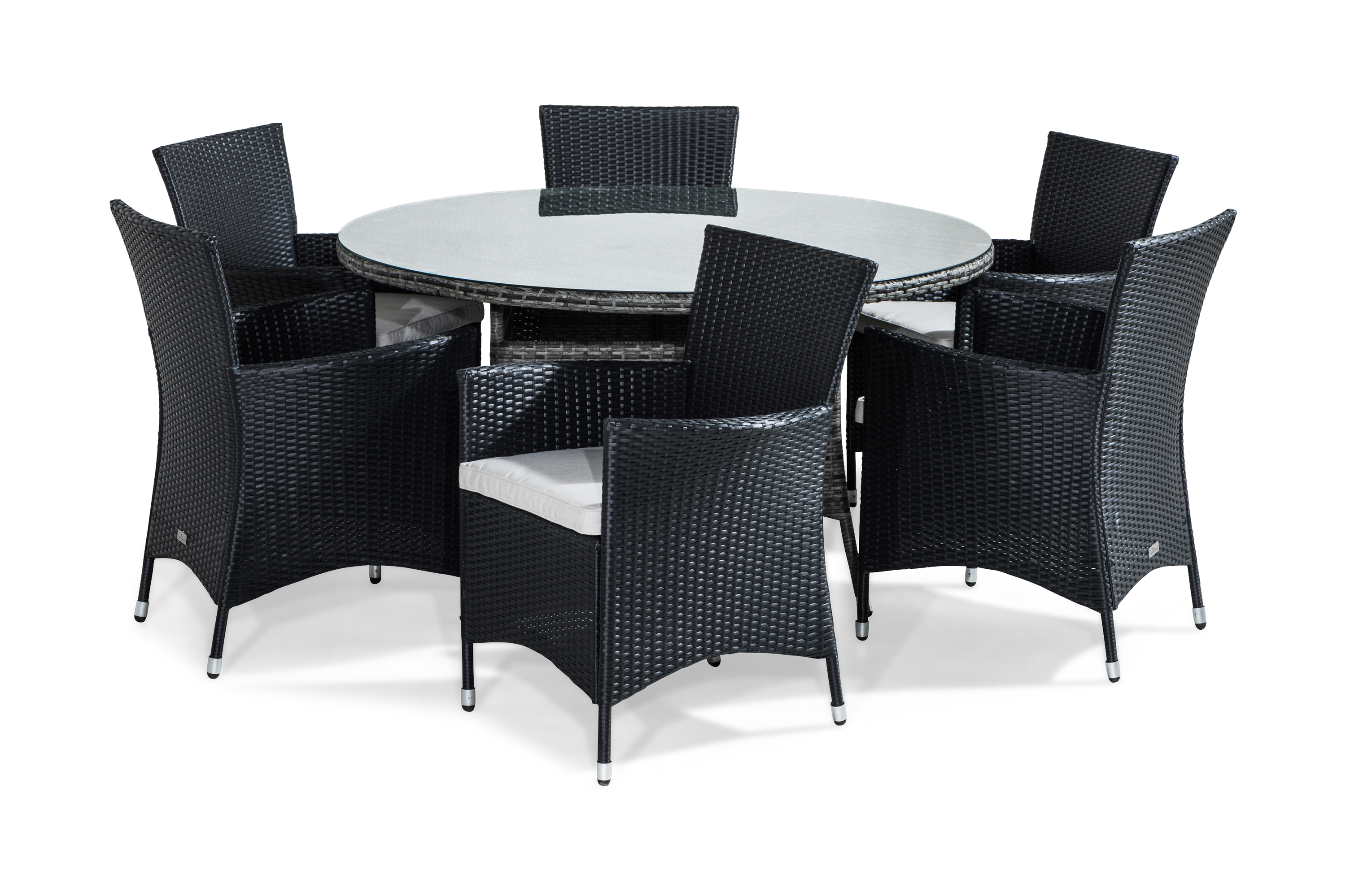 thor matgrupp utomhus 140 cm rund inkl 6 fåtöljer -