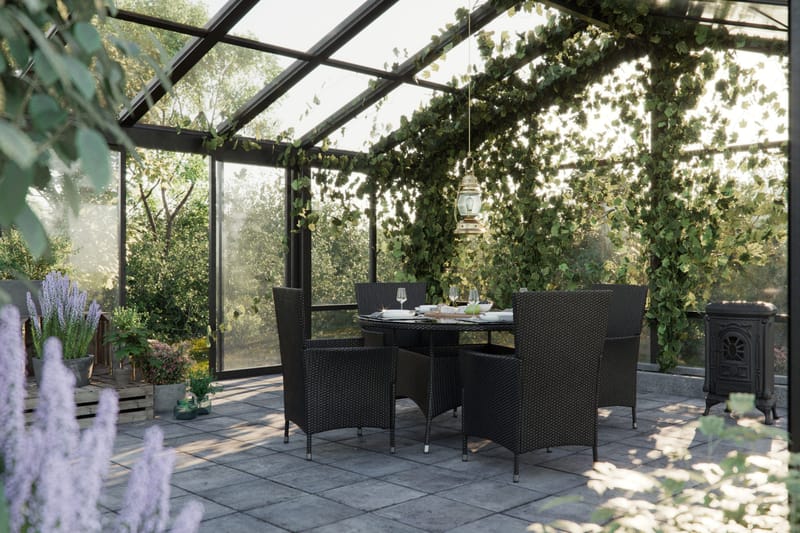 Thor Matgrupp Utomhus 140x90 + 4 Thor Fåtölj m Dyna - Svart/Grå - Utemöbler - Utegrupp - Matgrupper utomhus