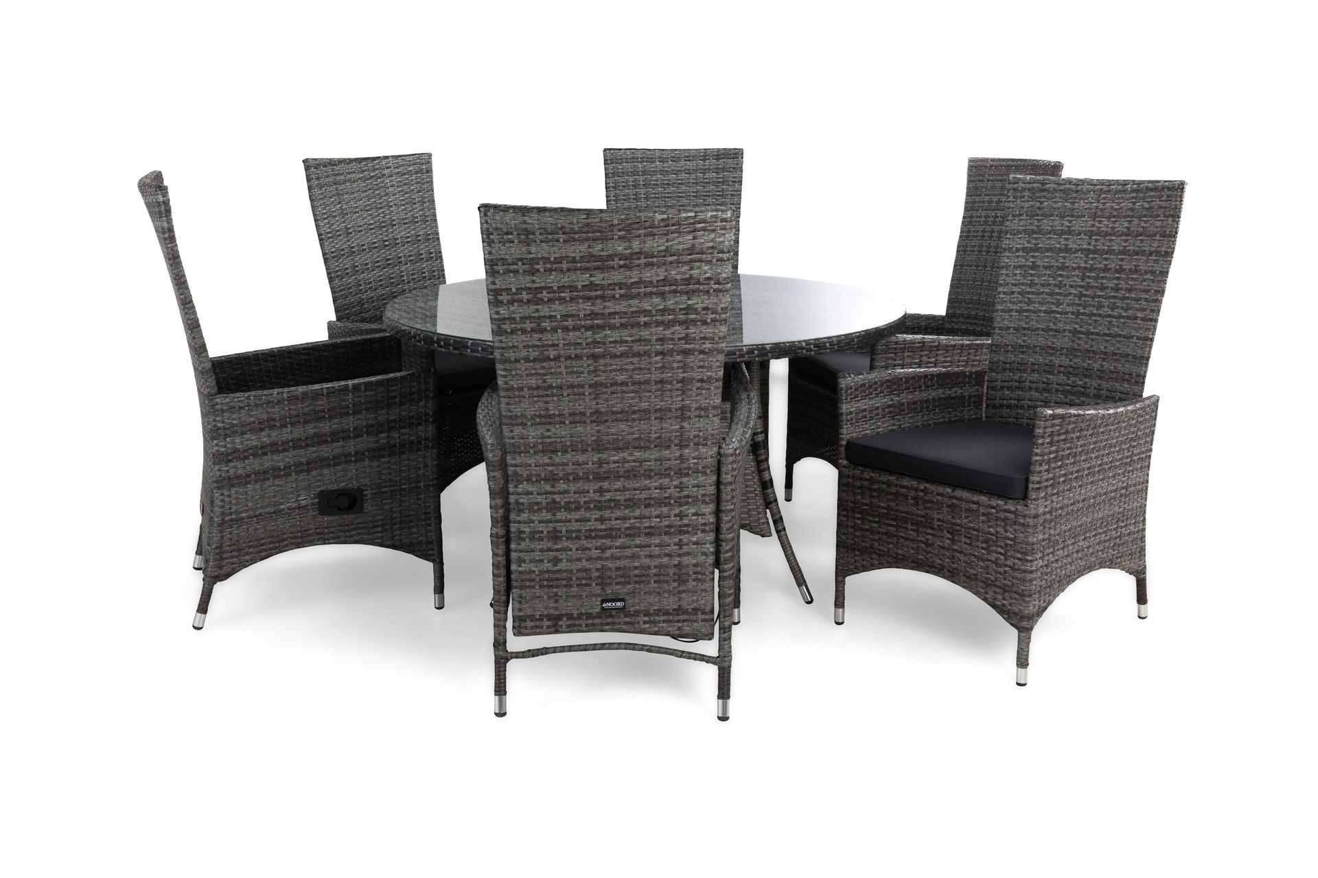 thor matgrupp utomhus ø140 + 6 jenny ställbar fåtölj m dyna - grå/grå/grå