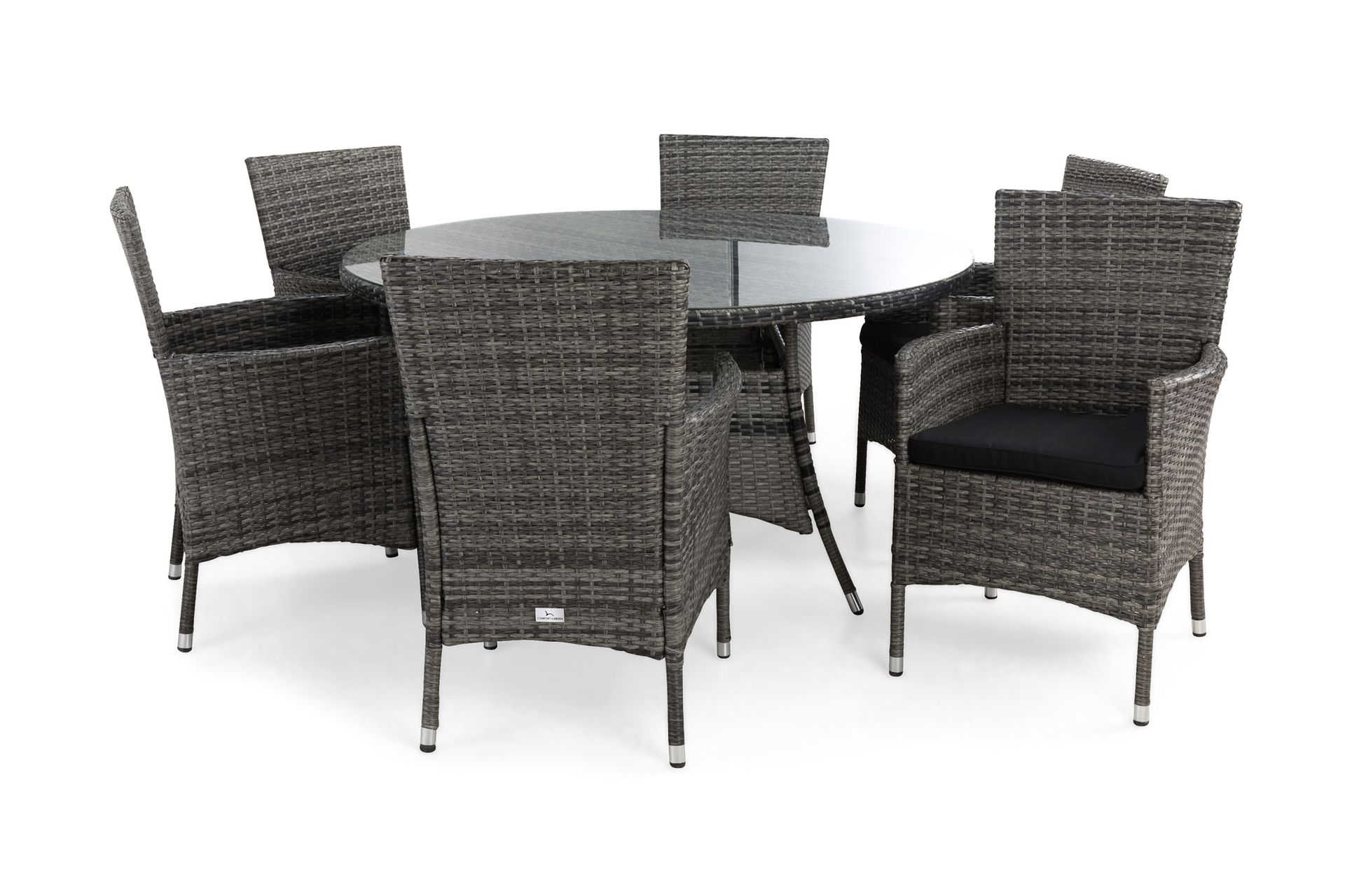 thor matgrupp utomhus ø140 + 6 thor fåtölj m dyna - grå/grå/svart