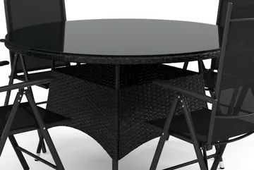 Thor utomhus rund matgrupp 140 cm med 4 Maggie positionsstolar - Svart - Utemöbler - Utegrupp - Matgrupper utomhus