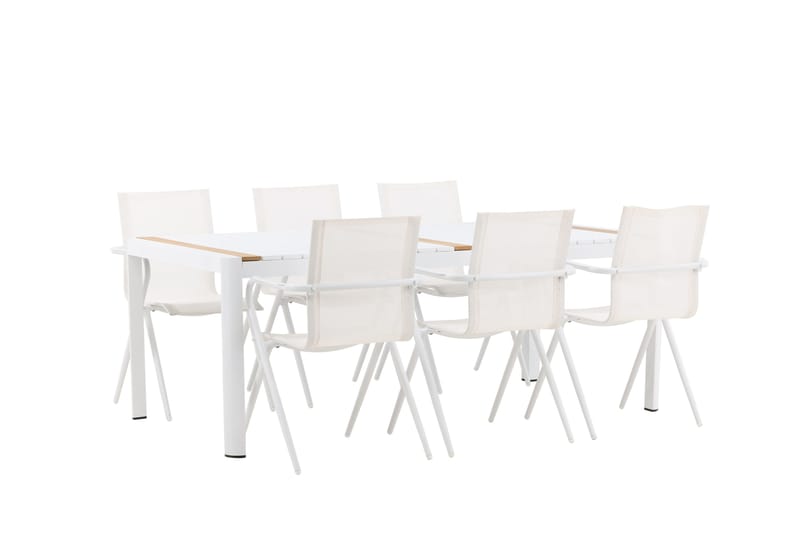 Togo Matgrupp 200x100 cm + 6 Alina Matstol - Vit - Utemöbler - Utegrupp - Matgrupper utomhus