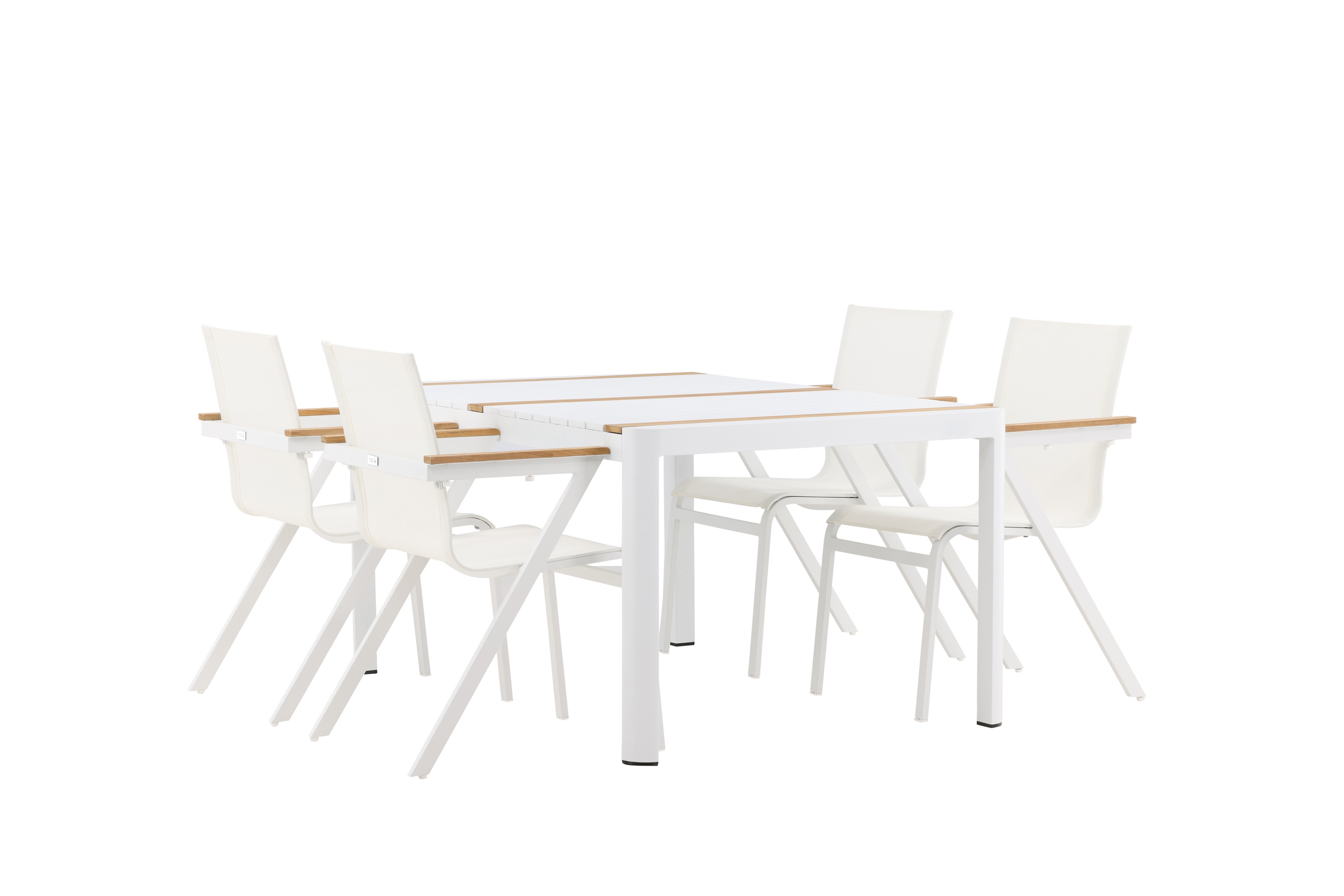 togo matgrupp utomhus 150 cm + 4 st mexico karmstolar - vit