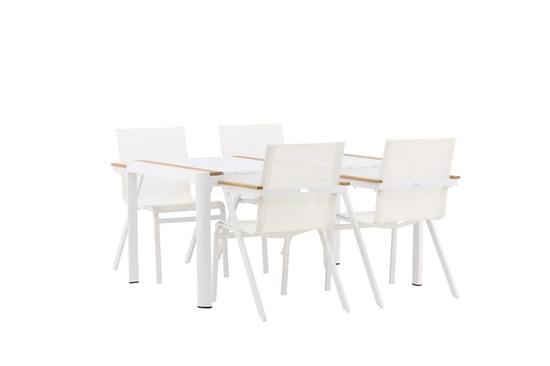 Togo Matgrupp Utomhus 150 cm + 4 st Mexico Karmstolar - Vit - Utemöbler - Utegrupp - Matgrupper utomhus