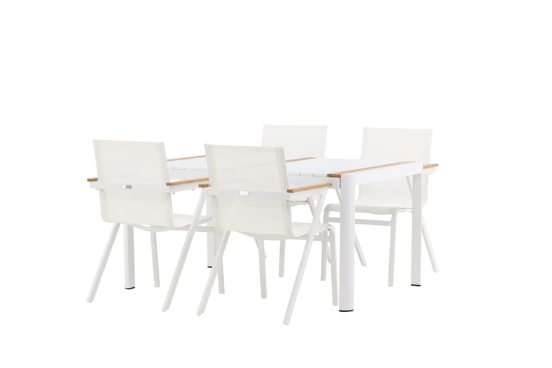 Togo Matgrupp Utomhus 150 cm + 4 st Mexico Karmstolar - Vit - Utemöbler - Utegrupp - Matgrupper utomhus