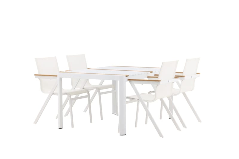 Togo Matgrupp Utomhus 150 cm + 4 st Mexico Karmstolar - Vit - Utemöbler - Utegrupp - Matgrupper utomhus