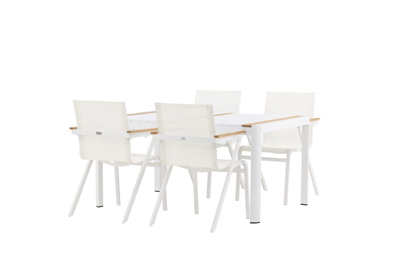 Togo Matgrupp Utomhus 150 cm + 4 st Mexico Karmstolar - Vit - Utemöbler - Utegrupp - Matgrupper utomhus