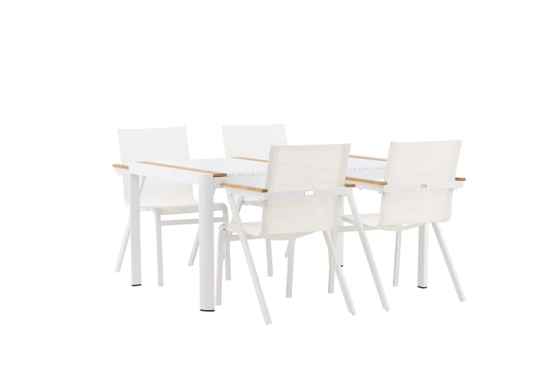 Togo Matgrupp Utomhus 150 cm + 4 st Mexico Karmstolar - Vit - Utemöbler - Utegrupp - Matgrupper utomhus