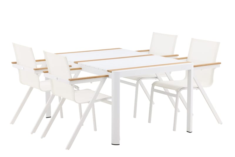 Togo Matgrupp Utomhus 150 cm + 4 st Mexico Karmstolar - Vit - Utemöbler - Utegrupp - Matgrupper utomhus