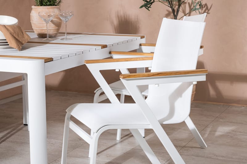 Togo Matgrupp Utomhus 150 cm + 4 st Mexico Karmstolar - Vit - Utemöbler - Utegrupp - Matgrupper utomhus