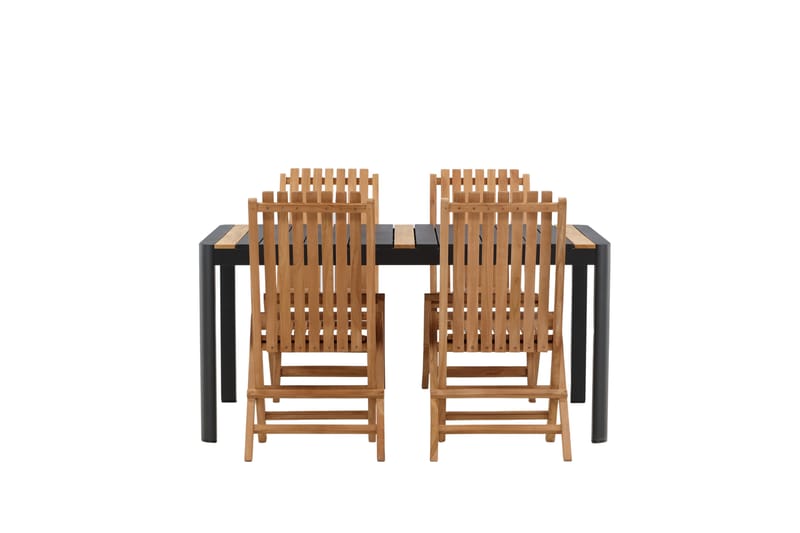 Togo Matgrupp Utomhus 150x100 cm + 4 Ghana Hopfällbar Stol - Svart/Brun - Utemöbler - Utegrupp - Matgrupper utomhus
