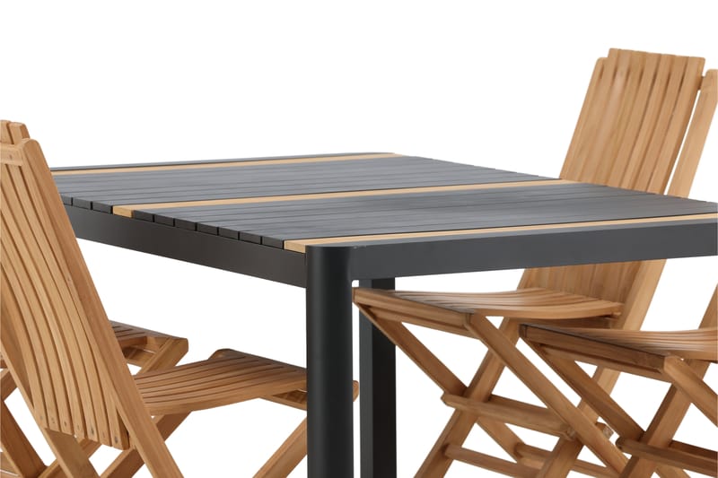 Togo Matgrupp Utomhus 150x100 cm + 4 Ghana Hopfällbar Stol - Svart/Brun - Utemöbler - Utegrupp - Matgrupper utomhus