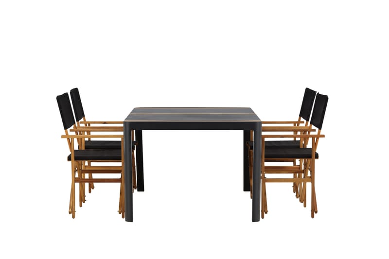 Togo Matgrupp Utomhus 150x100 cm + 4 Marion Stol - Svart/Brun - Utemöbler - Utegrupp - Matgrupper utomhus