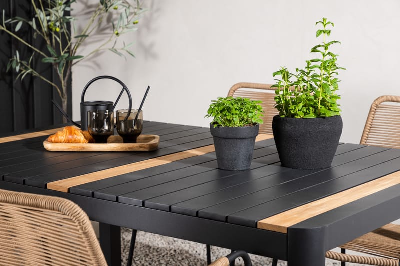 Togo Matgrupp Utomhus 70 cm + 4 st Lindos Karmstolar - Svart/Beige - Utemöbler - Utegrupp - Matgrupper utomhus