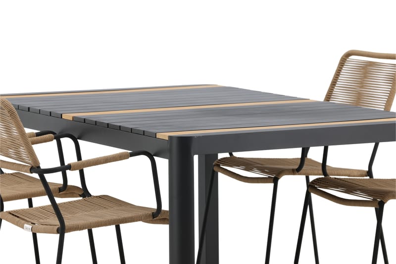 Togo Matgrupp Utomhus 70 cm + 4 st Lindos Karmstolar - Svart/Beige - Utemöbler - Utegrupp - Matgrupper utomhus