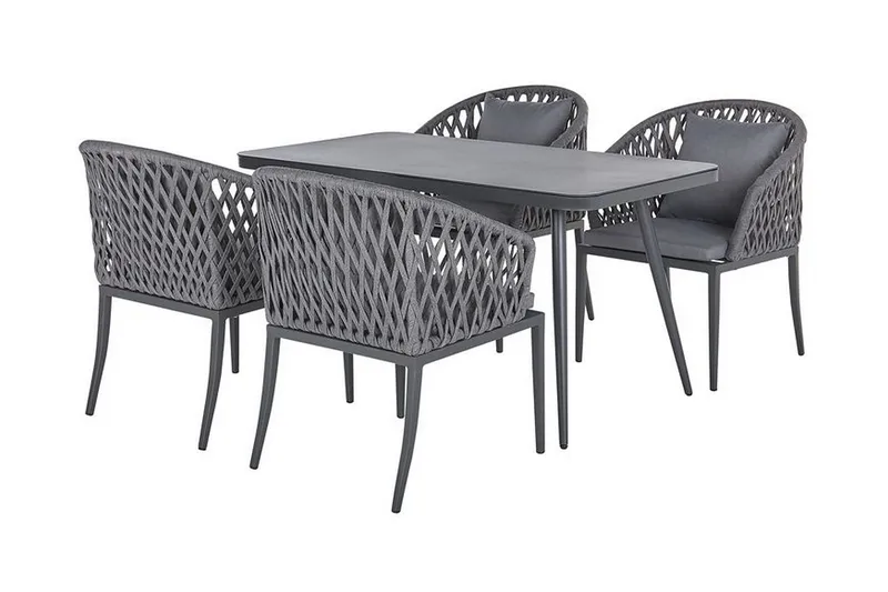 Trädgårdsmöbelset aluminium grå LIPARI, Grå