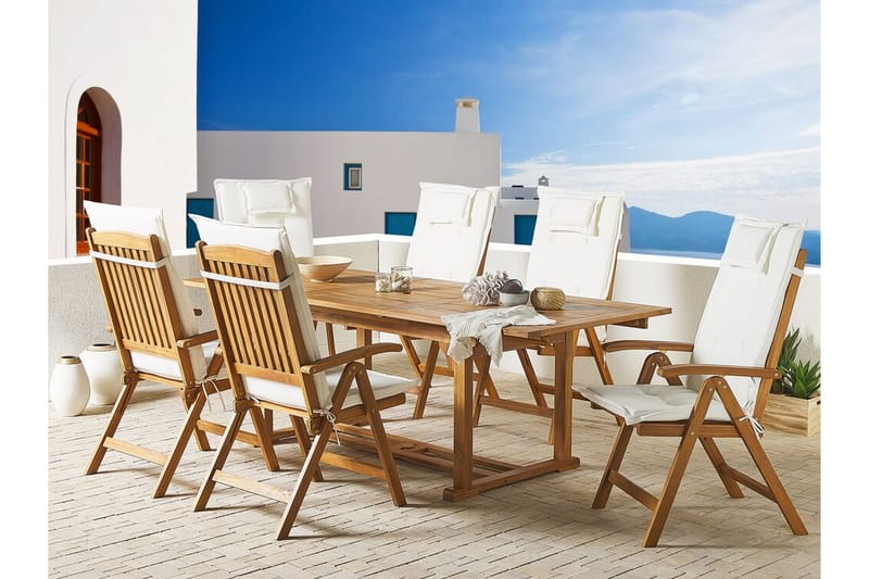 Trädgårdsmöbelset av bord och 6 stolar JAVA - Trä/natur - Matgrupper utomhus