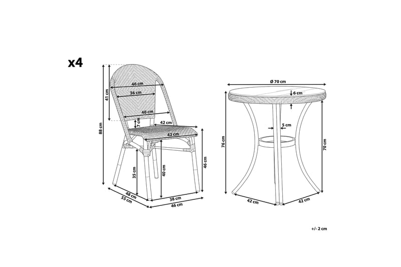 Trädgårdsmöbelset av Utebord och 4 Utestolar RIFREDDO - Blå - Utemöbler - Utegrupp - Matgrupper utomhus