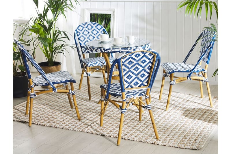 Trädgårdsmöbelset av Utebord och 4 Utestolar RIFREDDO - Blå - Utemöbler - Utegrupp - Matgrupper utomhus