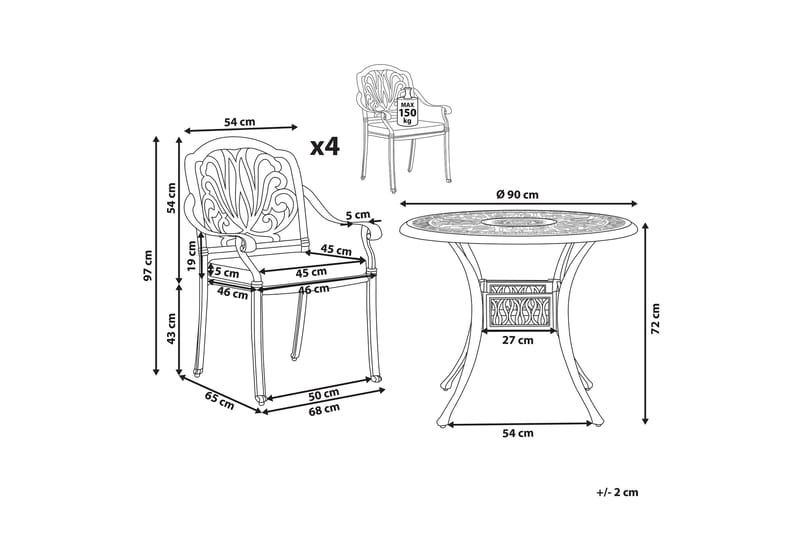 Trädgårdsmöbelset av Utebord och 4 Utestolar vit ANCONA - Vit - Utemöbler - Utegrupp - Matgrupper utomhus