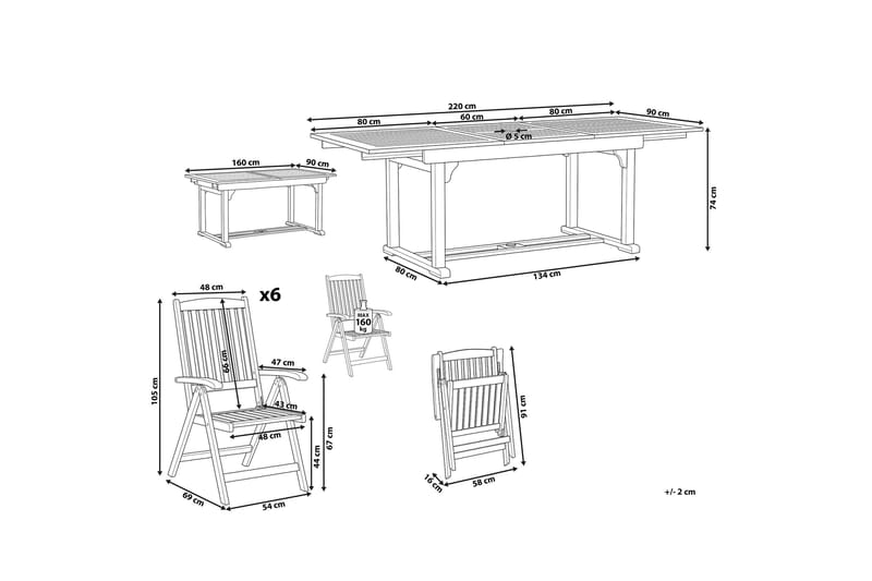 Trädgårdsmöbelset av Utebord och 6 Utestolar JAVA - Trä/natur - Utemöbler - Utegrupp - Matgrupper utomhus
