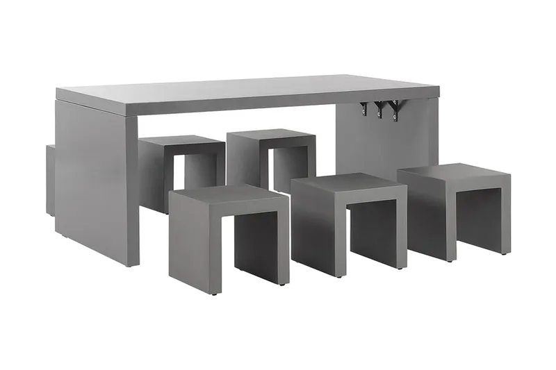 Trädgårdsmöbelset av Utebord och 6 Utestolar TARANTO, Grå