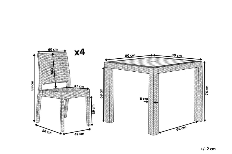Trädgårdsset av Utebord och 4 Utestolar FOSSANO - Vit - Utemöbler - Utegrupp - Matgrupper utomhus