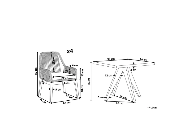 Trädgårdsset av Utebord och 4 Utestolar svart/grå OLBIA - Grå - Utemöbler - Utegrupp - Matgrupper utomhus