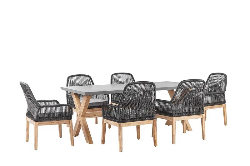 Trädgårdsset av Utebord och 6 Utestolar svart/grå OLBIA, Grå