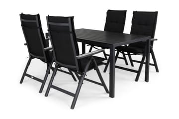 TUNIS Bord 150x90 Svart+4 MONACO LIGHT Stol m Dyna Svart