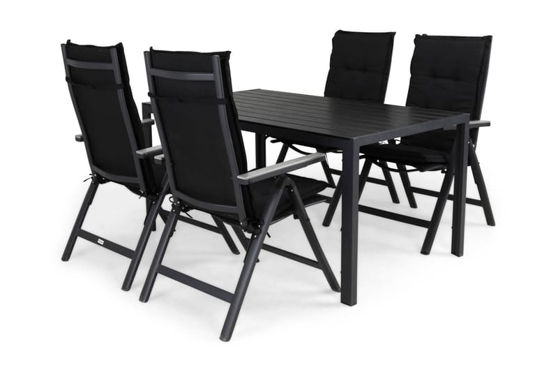 TUNIS Bord 150x90 Svart+4 MONACO LIGHT Stol m Dyna Svart - Utemöbler - Utegrupp - Matgrupper utomhus