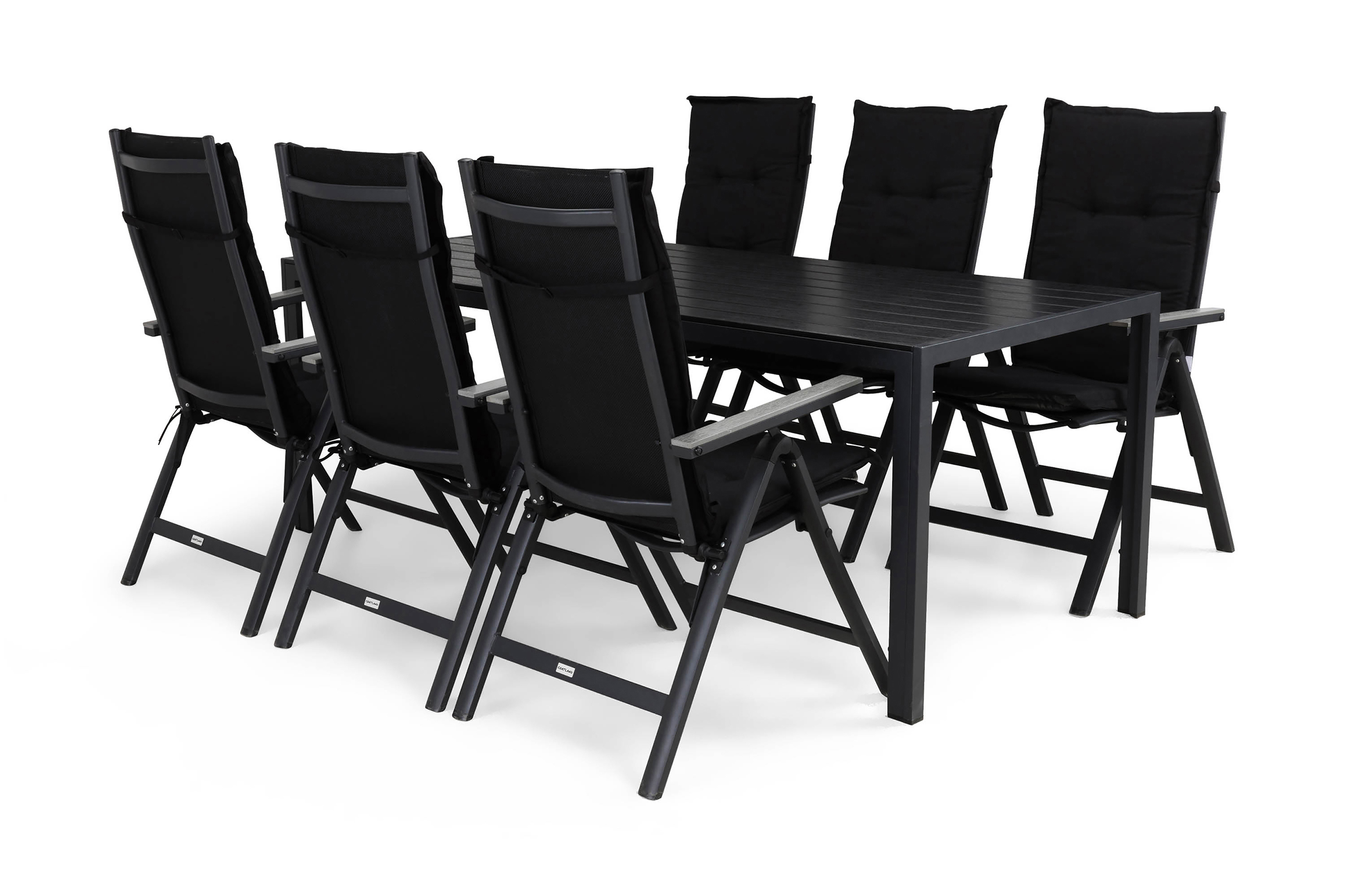 tunis bord 205x90 svart+6 monaco light stol m dyna svart -