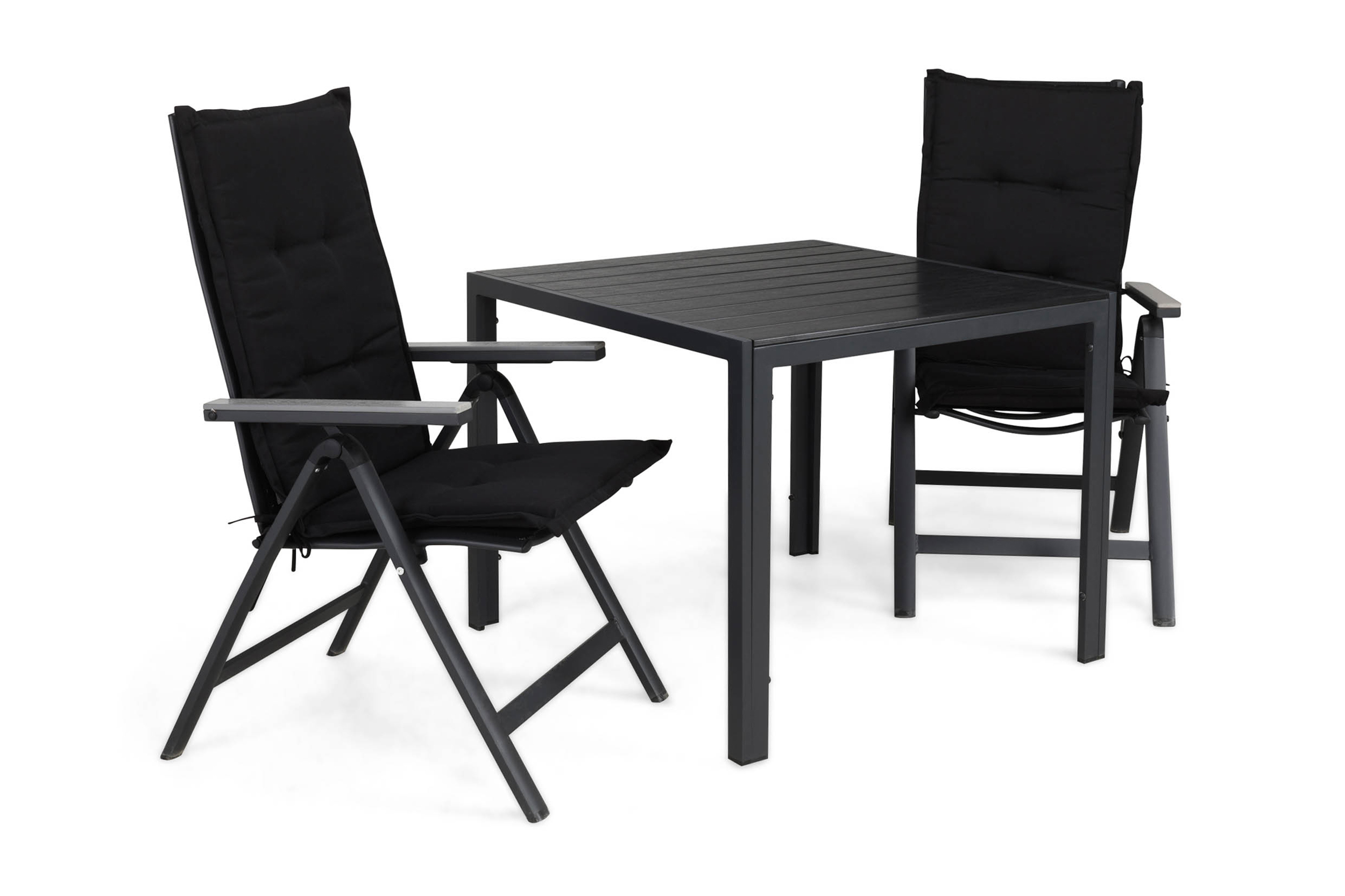 tunis bord 90x90 svart+2 monaco light stol m dyna svart -