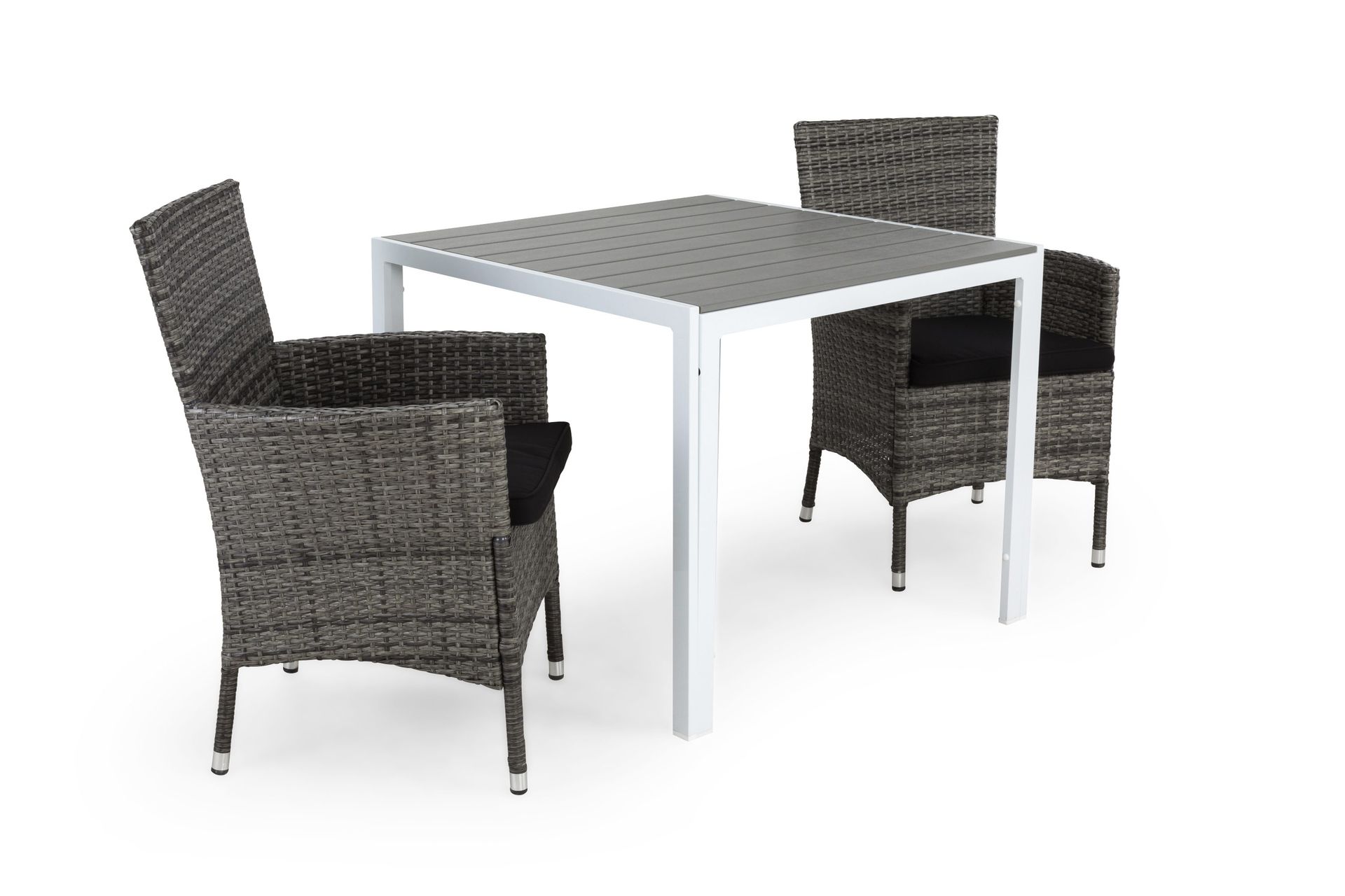 Tunis Caf&eacute;grupp 90x90 + 2 Thor F&aring;t&ouml;lj m Dyna - Vit/Gr&aring;/Svart