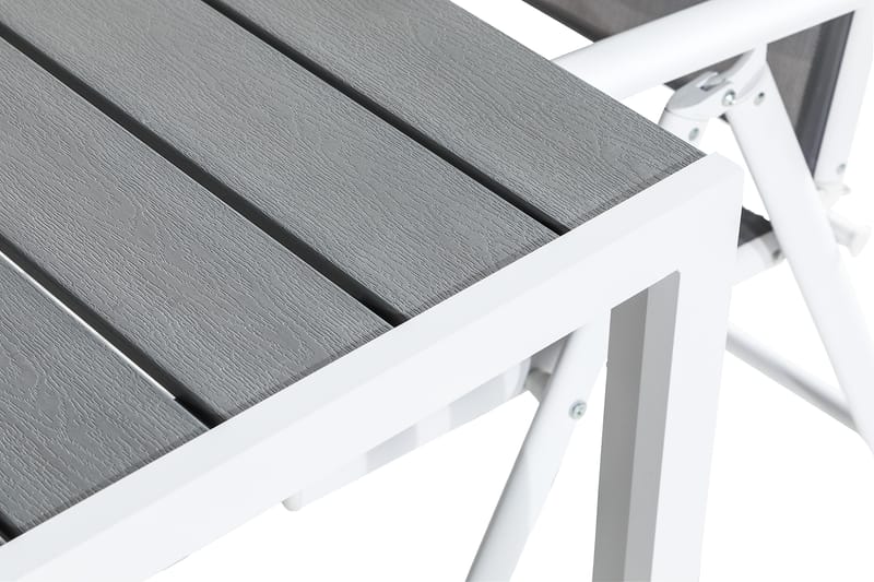 Tunis Matgrupp 150x90 + 4 Maggie Positionsstol - Vit/Grå - Utemöbler - Utegrupp - Matgrupper utomhus