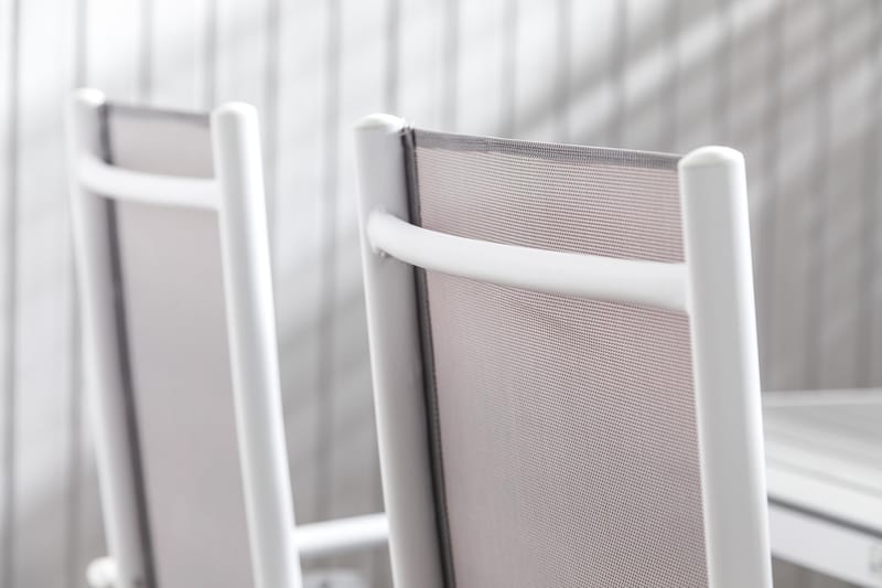 Tunis Matgrupp 150x90 + 4 Maggie Positionsstol - Vit/Grå - Utemöbler - Utegrupp - Matgrupper utomhus