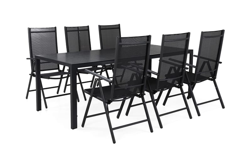 Tunis Matgrupp 205 + 6 Maggie Positionsstol - Svart - Utemöbler - Utegrupp - Matgrupper utomhus