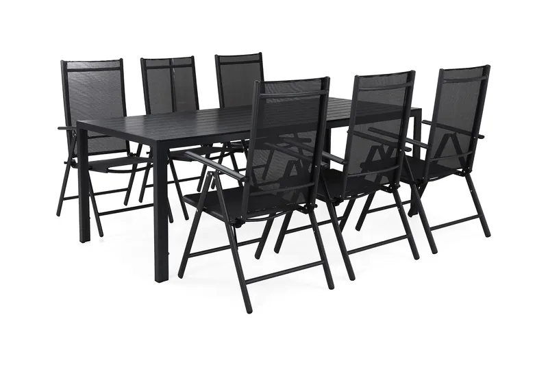 Tunis Matgrupp 205 + 6 Maggie Positionsstol - Svart - Utemöbler - Utegrupp - Matgrupper utomhus