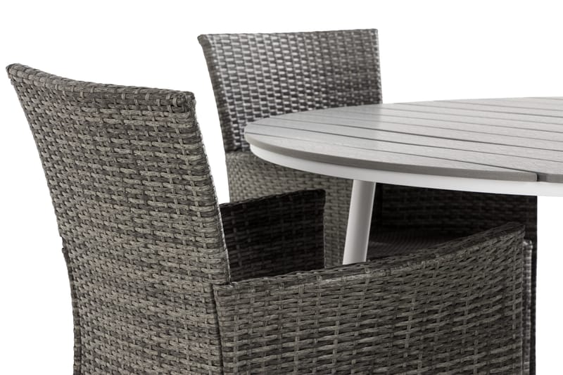 Tunis Matgrupp Utomhus 140 Rund + 4 Thor Fåtölj - Vit/Grå - Utemöbler - Utegrupp - Matgrupper utomhus