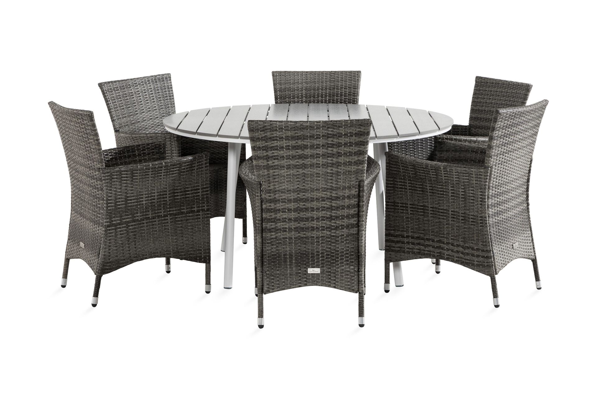 Tunis Matgrupp Utomhus 140 Rund + 6 Thor F&aring;t&ouml;lj - Vit/Gr&aring;