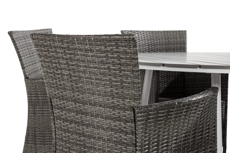 Tunis Matgrupp Utomhus 140 Rund + 6 Thor Fåtölj - Vit/Grå - Utemöbler - Utegrupp - Matgrupper utomhus