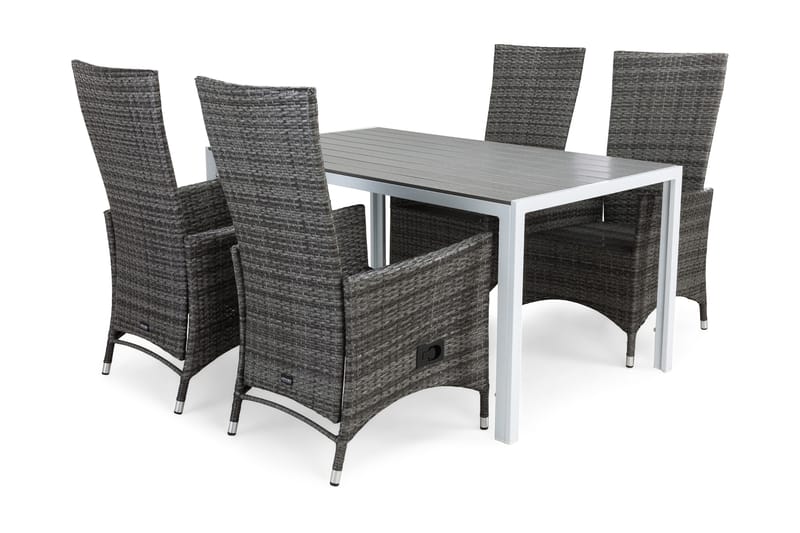 Tunis Matgrupp Utomhus 150 + 4 Jenny Ställbar Fåtölj - Vit/Grå - Utemöbler - Utegrupp - Matgrupper utomhus